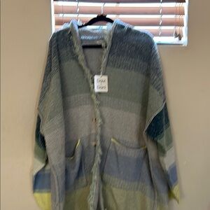 Coco + Carmen Gray and Blue Cardigan Sweater